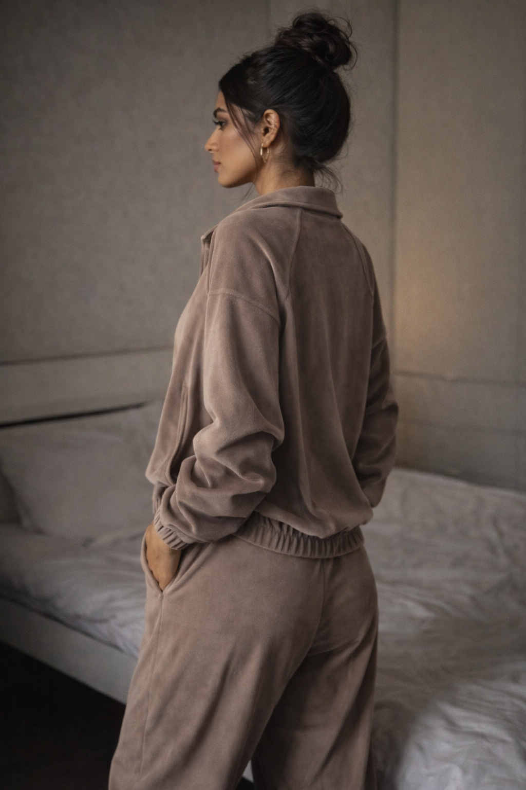 Casual Solid Long-Sleeve Zip-Up Hoodie and Sweatpants Two-Piece Set