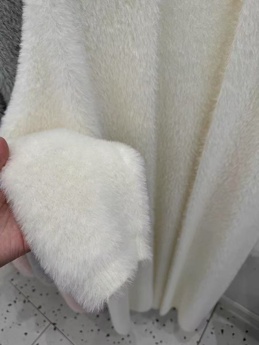 Solid Color Mink Velvet Long Loose Knit Cardigan