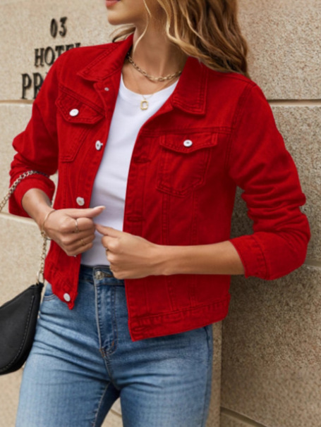Single-breasted denim jacket with notched lapel