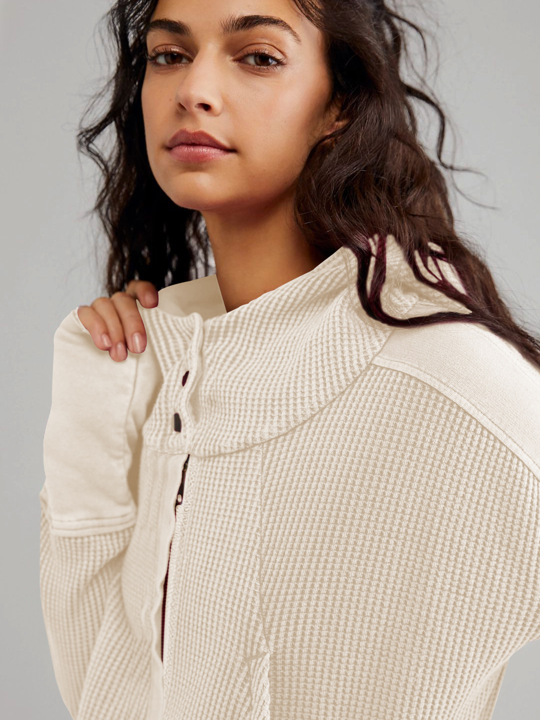 Spliced Relaxed Fit Zip-Up Cropped Hoodie