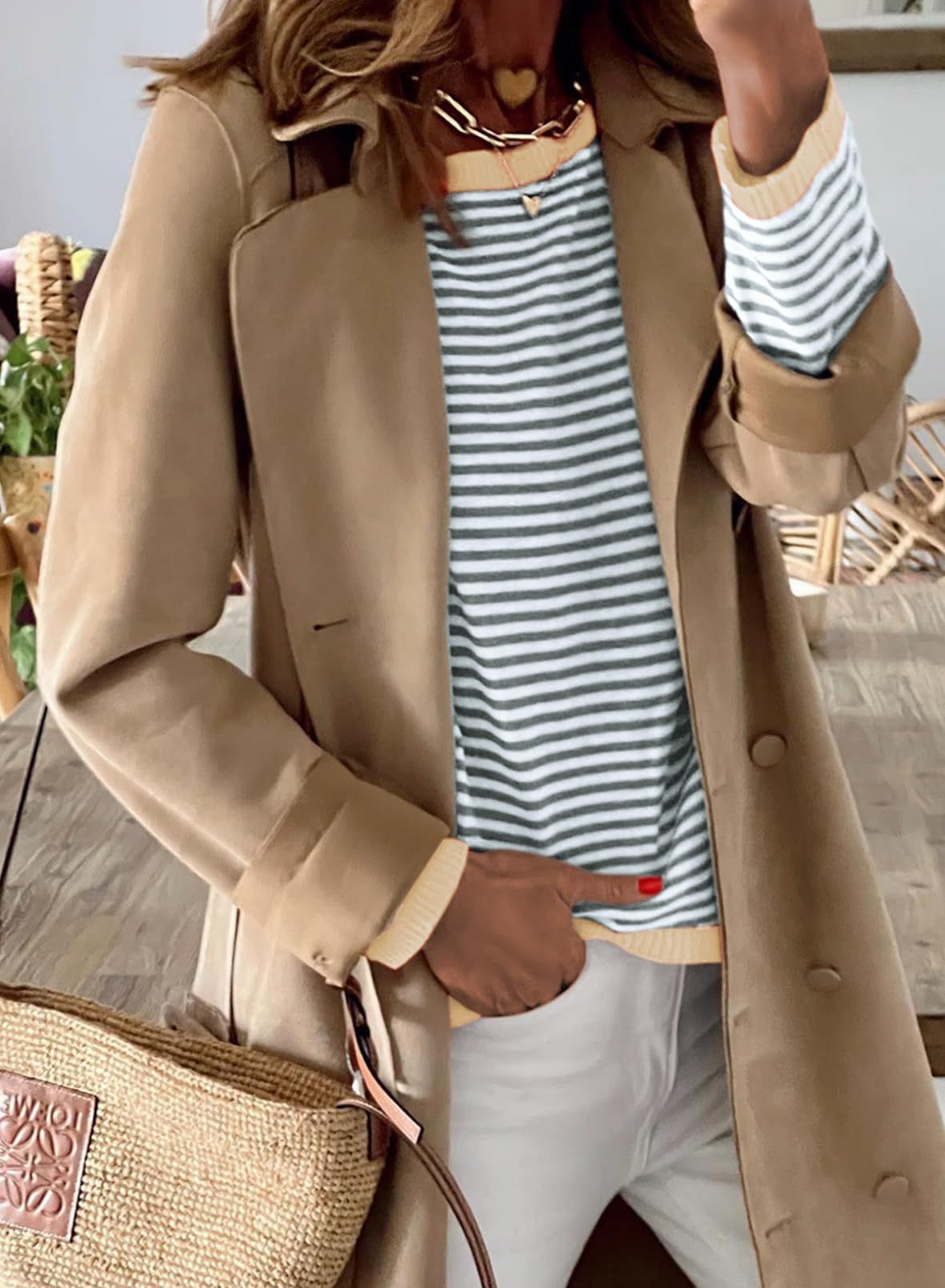 Striped Color-Block Long-Sleeve Casual Sweater
