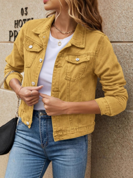 Single-breasted denim jacket with notched lapel