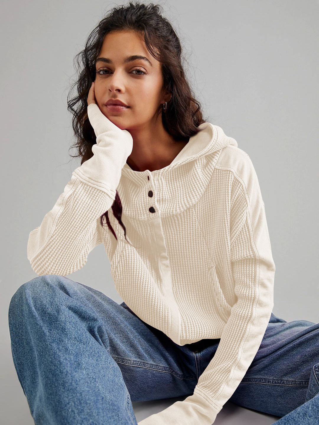Spliced Relaxed Fit Zip-Up Cropped Hoodie