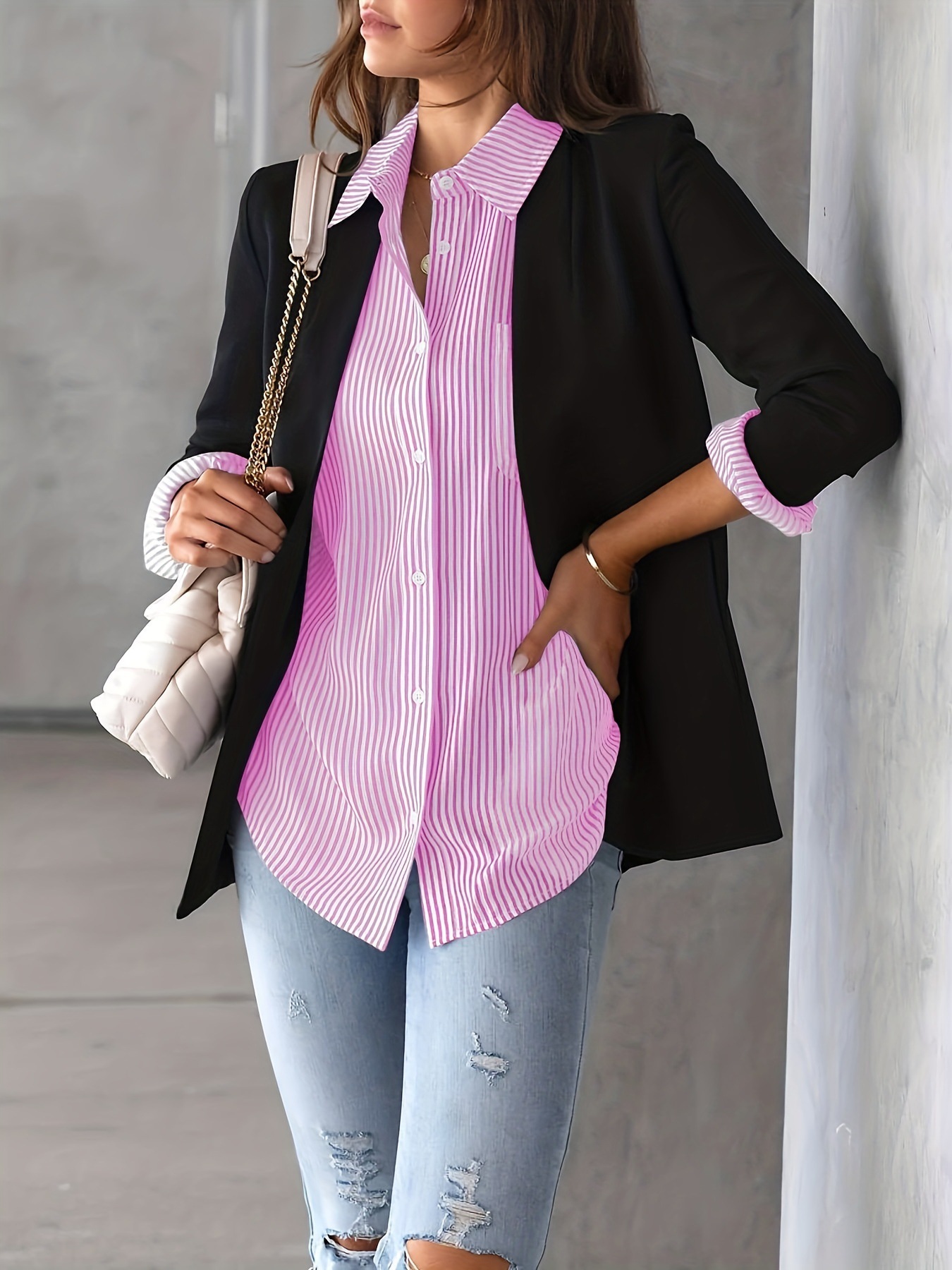 Relaxed Fit Long-Sleeve Striped Shirt