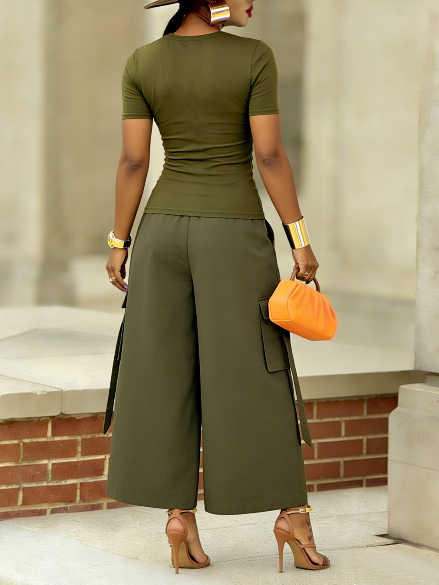 Pocket Drawstring Ankle-Length Cargo Pants