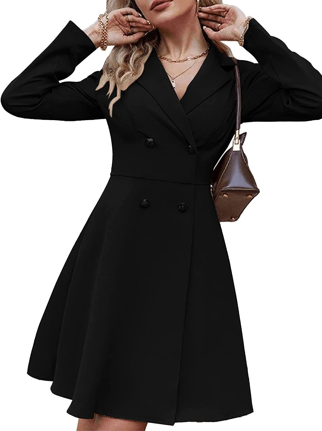Solid Color Double-Breasted Slim-Fit Long-Sleeve Trench Coat