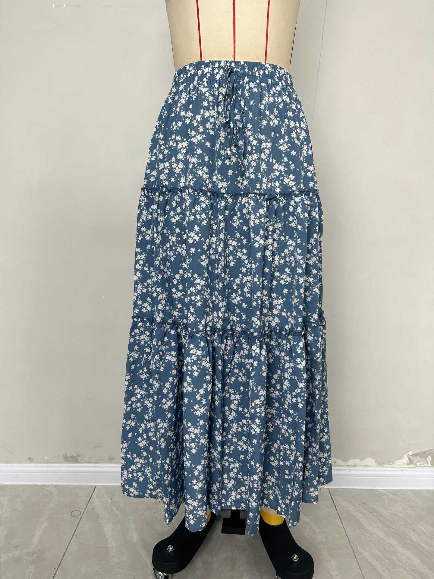 Floral Three-Layer Long Maxi Skirt