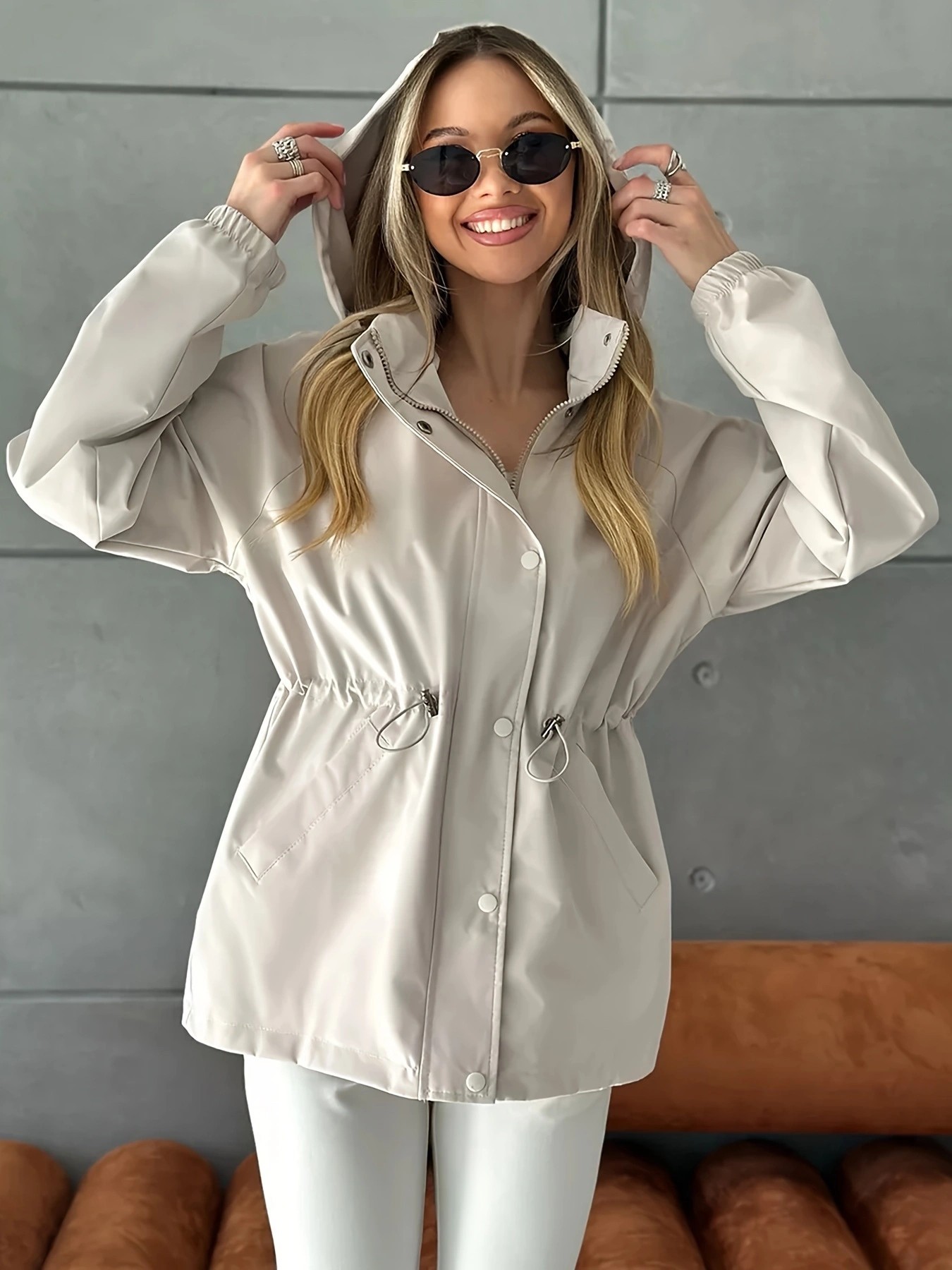 Waterproof Slim Fit Trench Coat Windbreaker Jacket