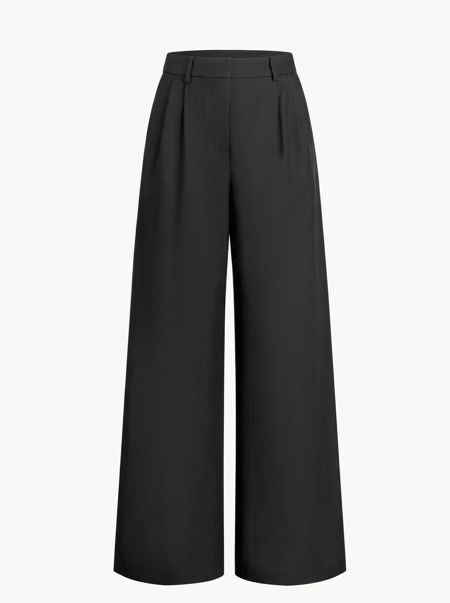 White High-Waist Casual Trousers Loose Fit Simple Office Style Long Pants