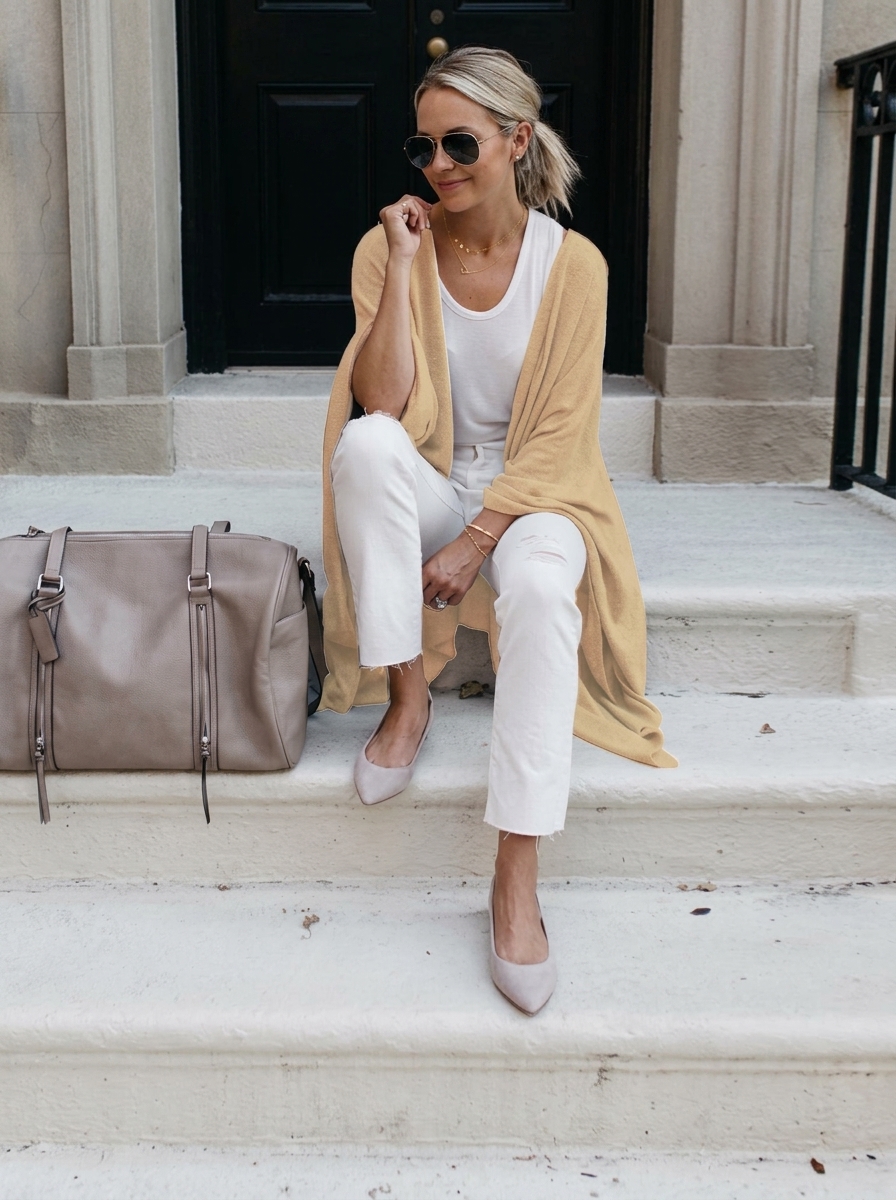 Mid-Length Loose-Fit Knit Cardigan with Asymmetric Hem