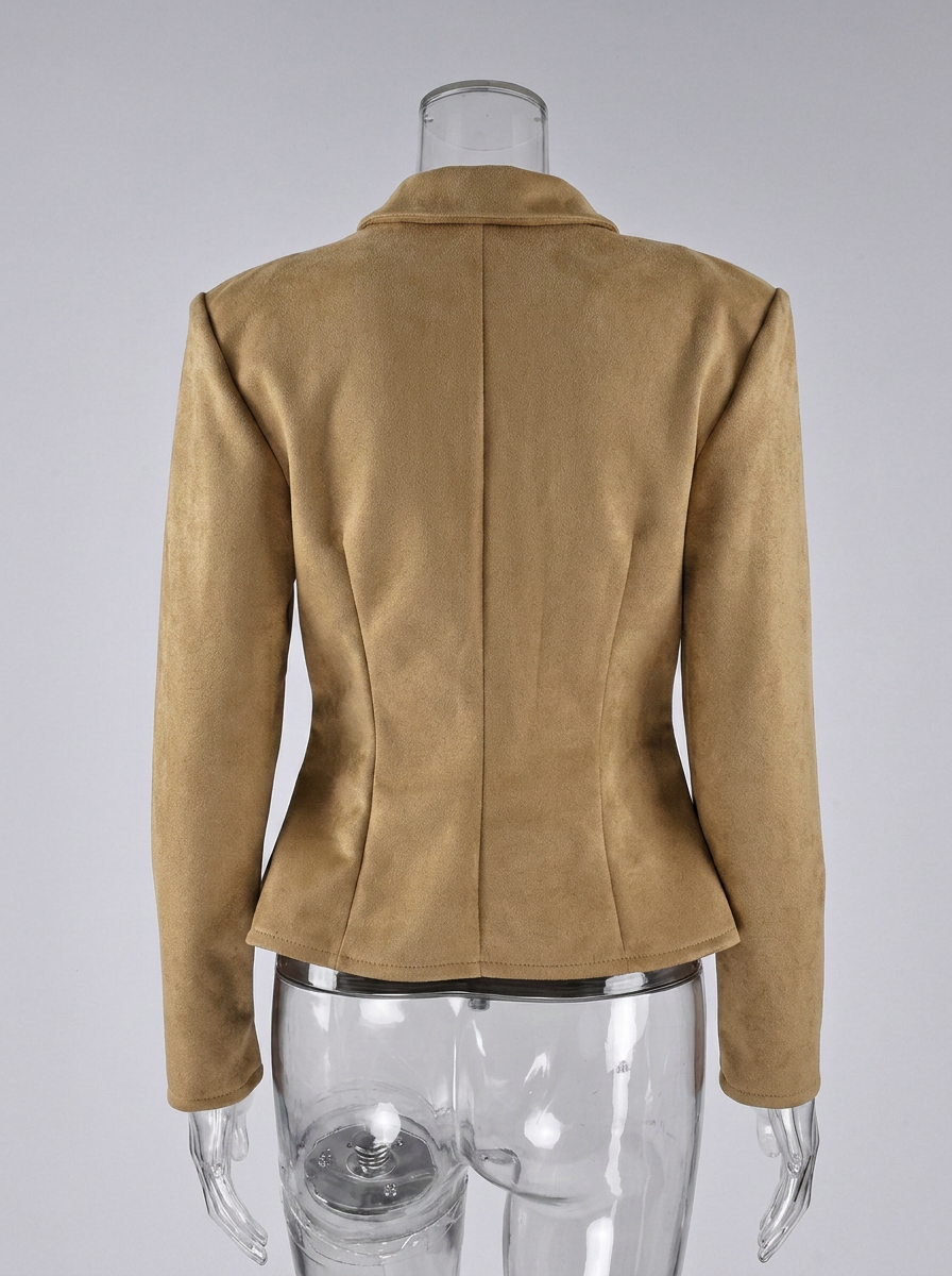 Slimming Suede Vintage Khaki Commute Jacket