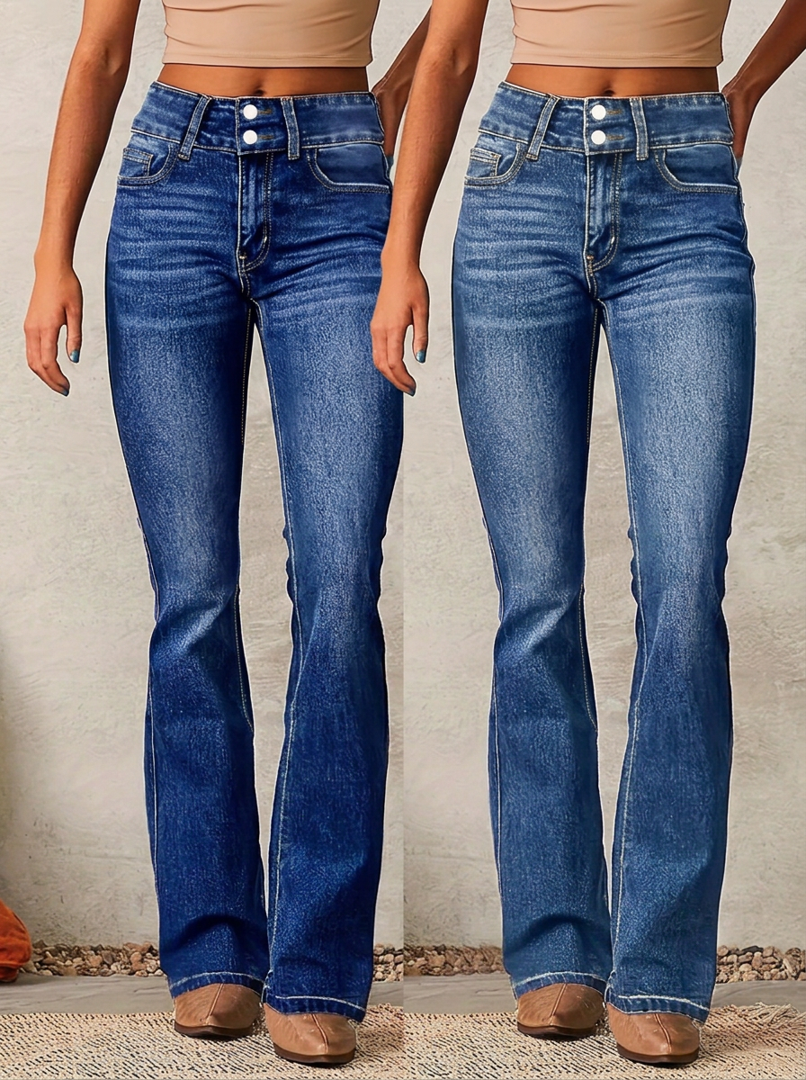 Vintage Stretch Denim Washed Flared Pants