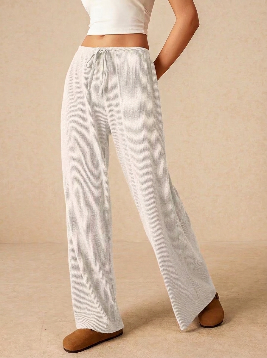 Casual Loose Elastic Waist Wide-Leg Trousers