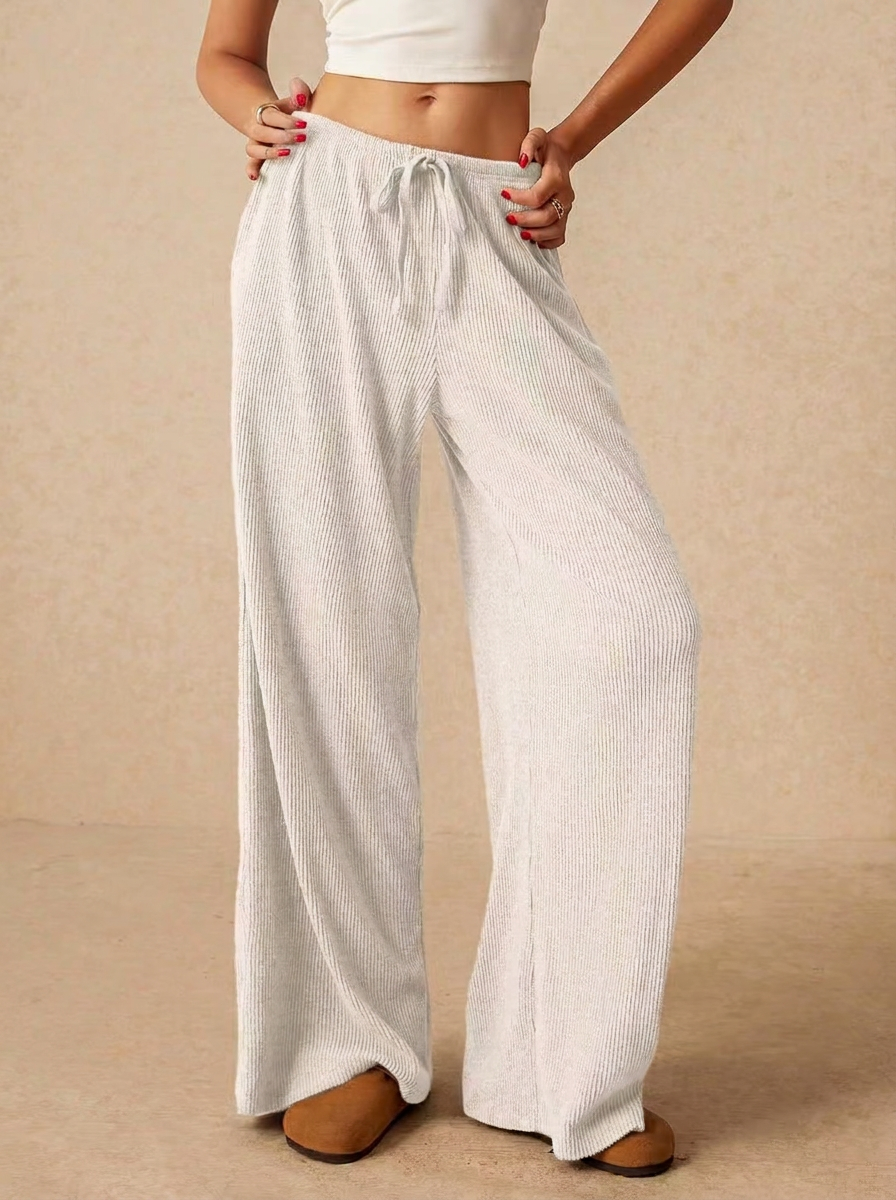 Casual Loose Elastic Waist Wide-Leg Trousers