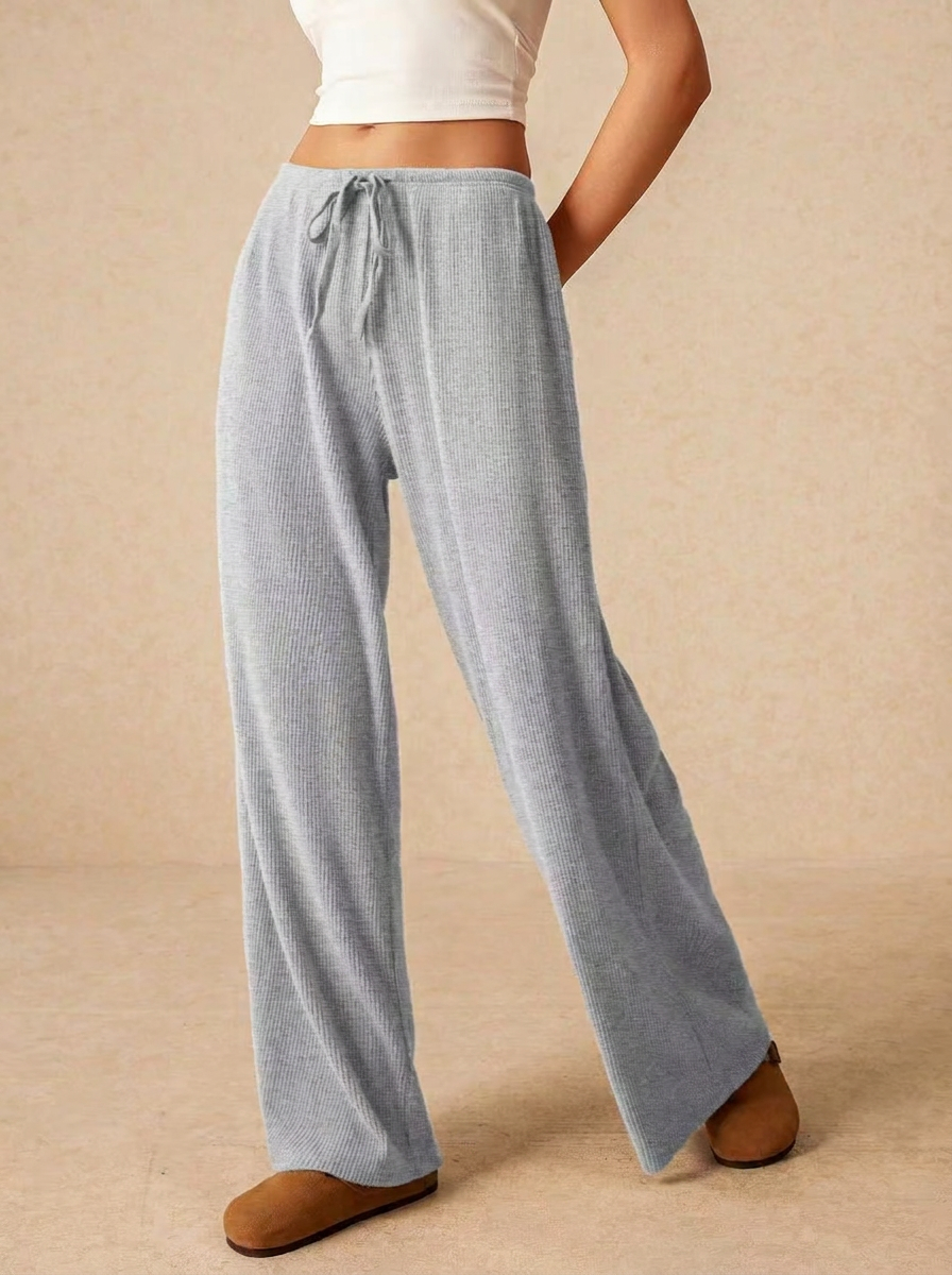 Casual Loose Elastic Waist Wide-Leg Trousers