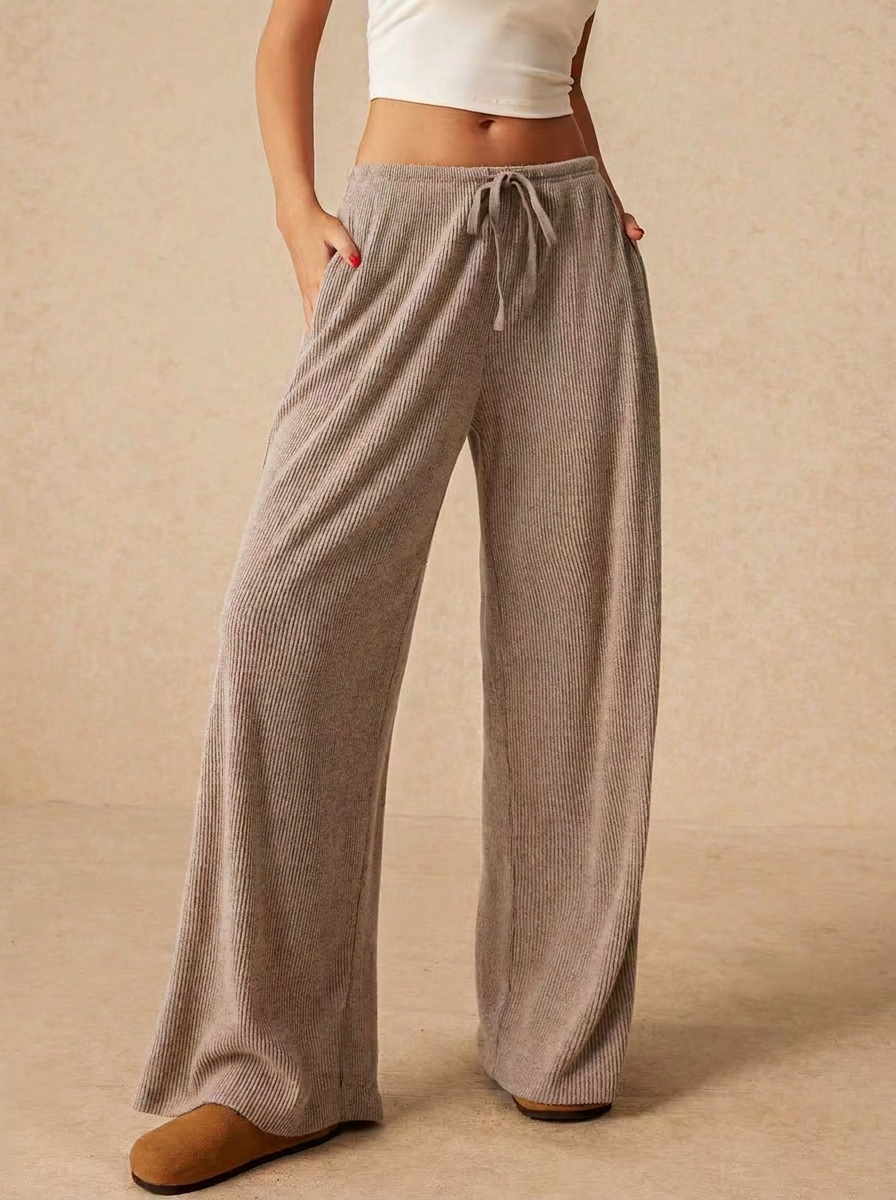Casual Loose Elastic Waist Wide-Leg Trousers