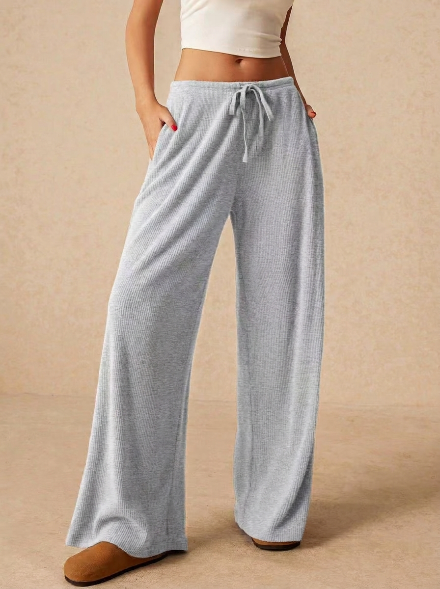 Casual Loose Elastic Waist Wide-Leg Trousers
