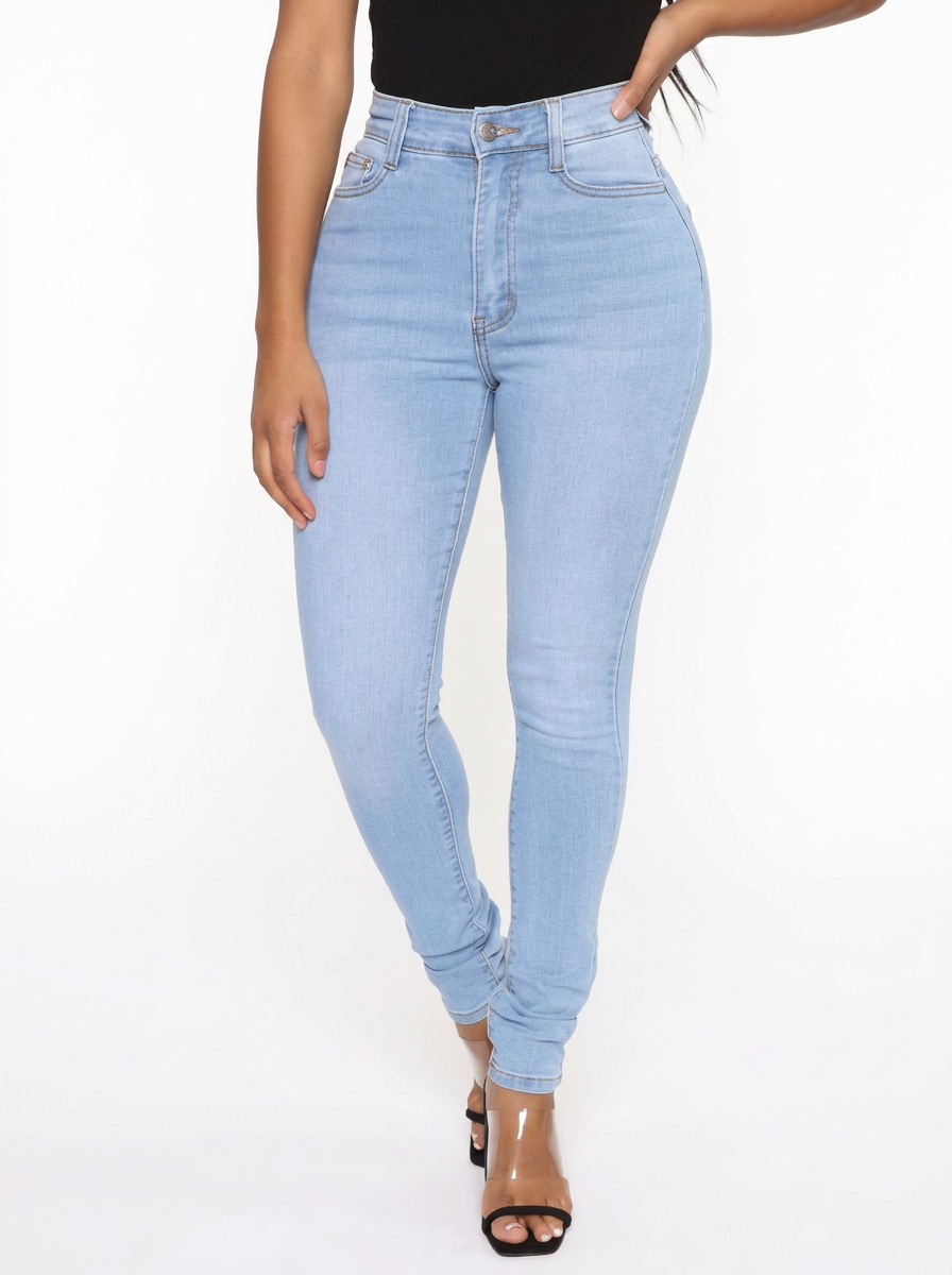 Slimming stretch denim pencil pants