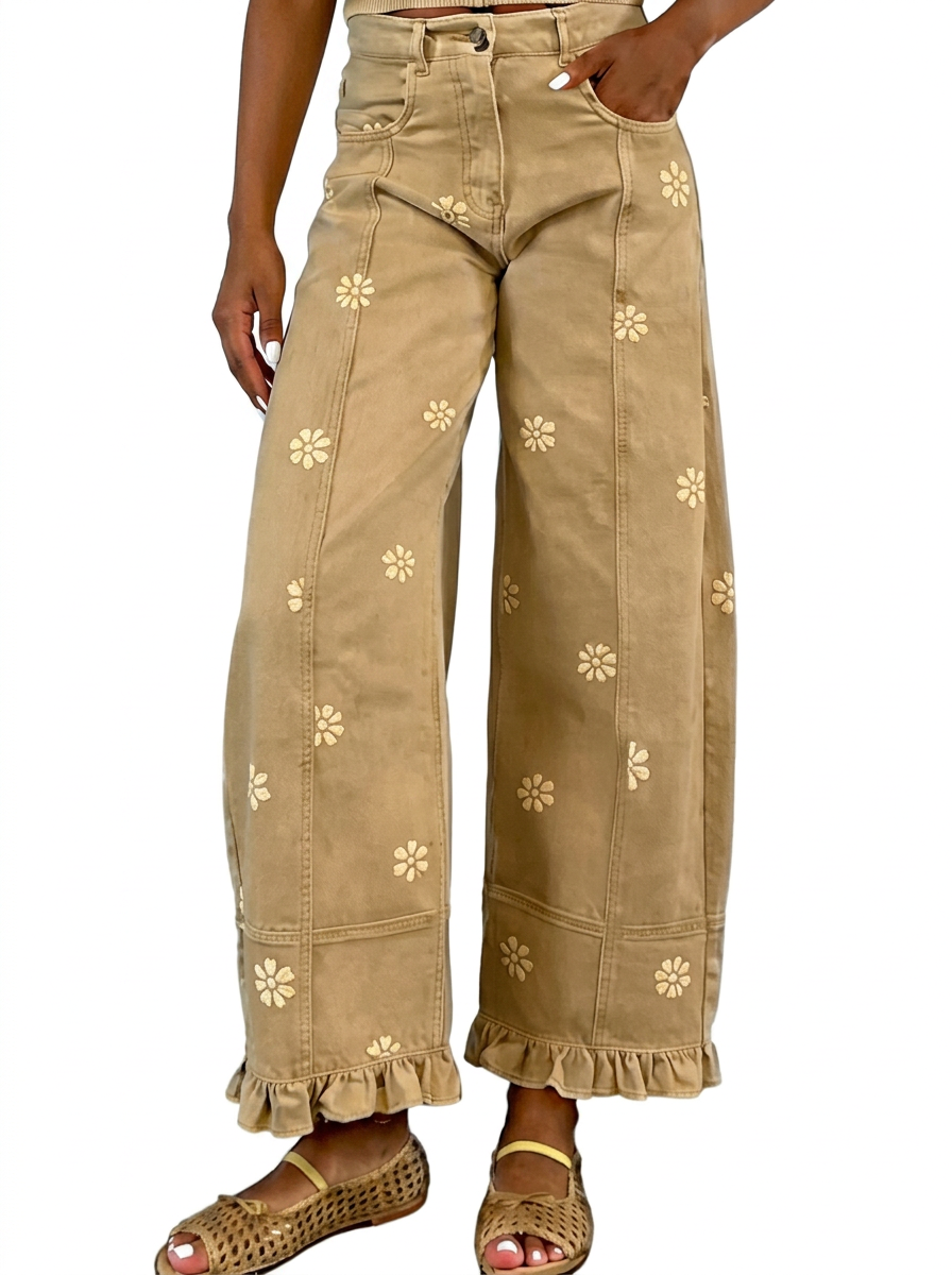 Floral print wide-leg pants