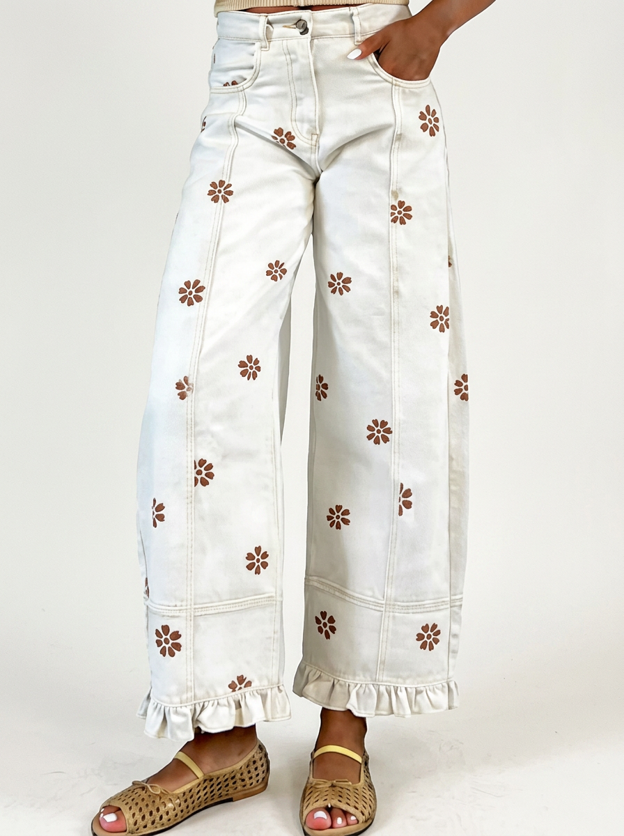 Floral print wide-leg pants