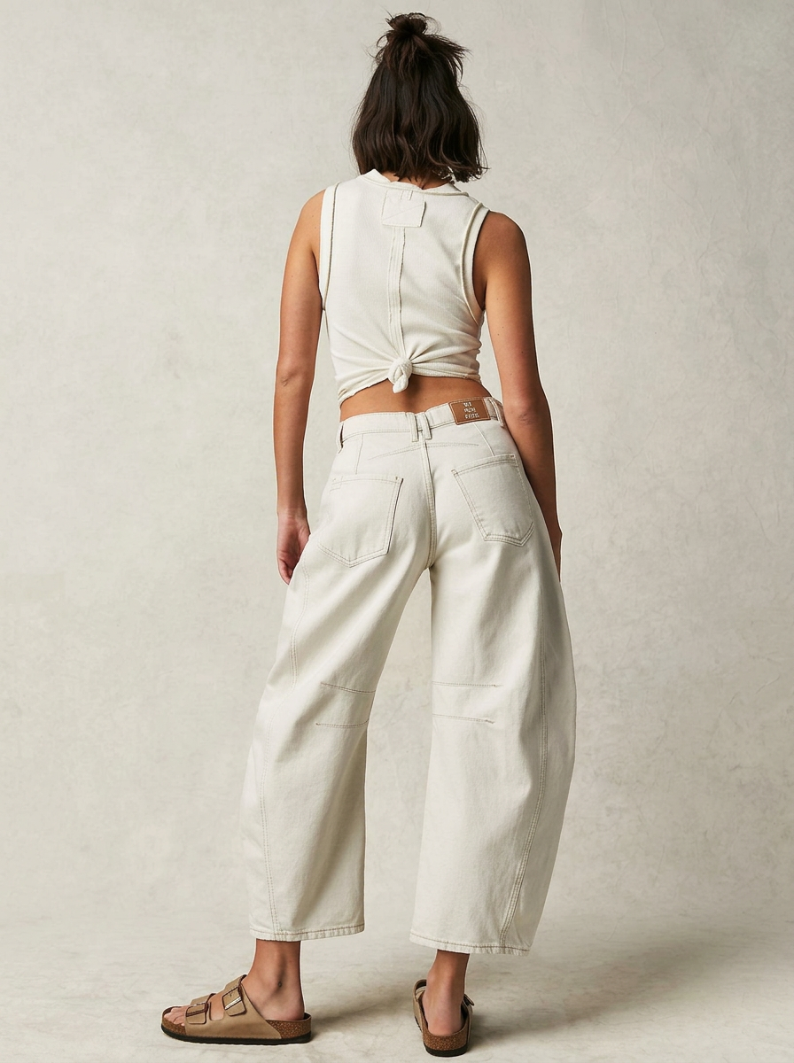 Unique Drape Washed Loose Straight Wide-Leg Jeans