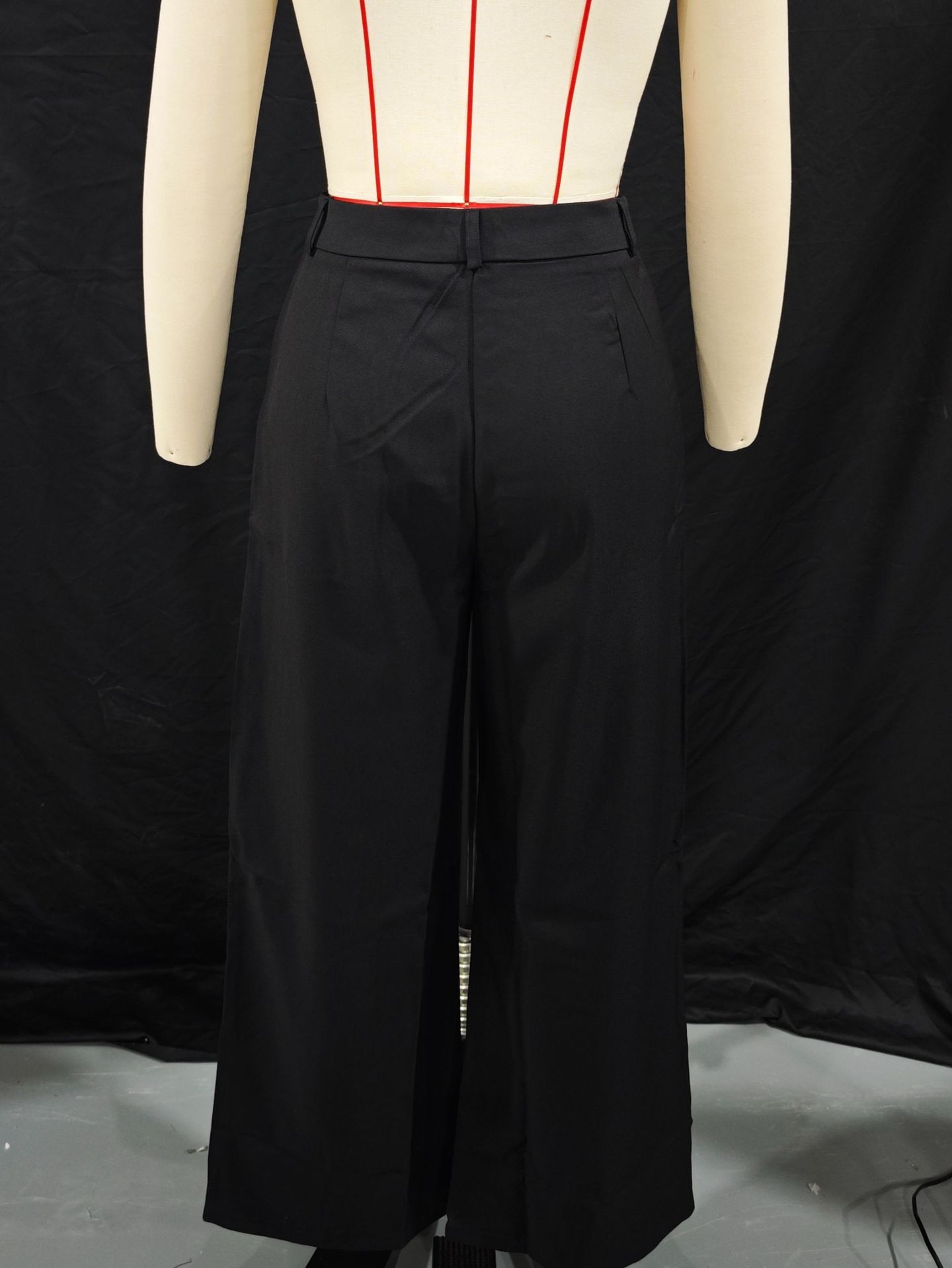 White High-Waist Casual Trousers Loose Fit Simple Office Style Long Pants