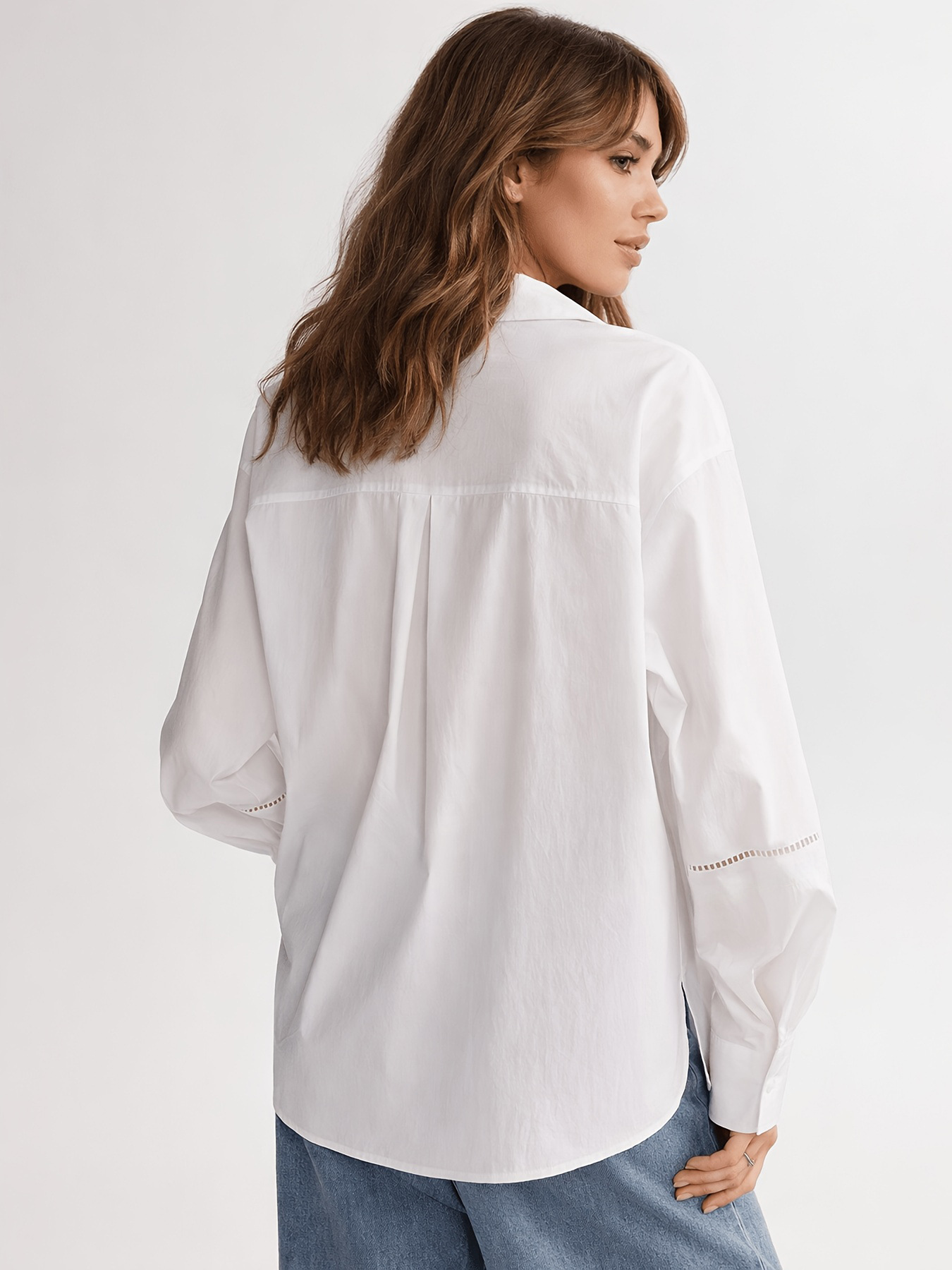 Embroidered Lantern Sleeve White Blouse for Work & Daily Wear