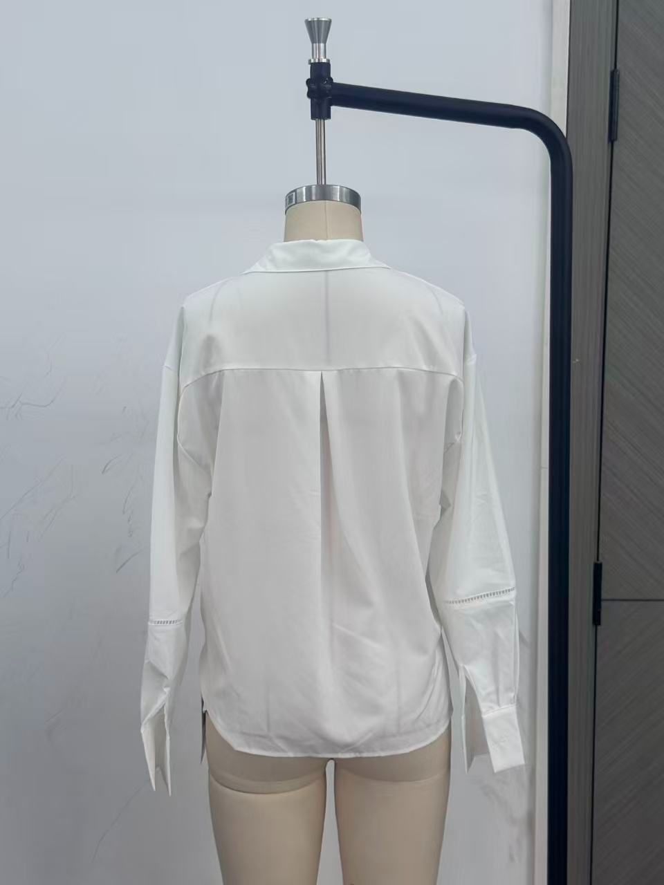 Embroidered Lantern Sleeve White Blouse for Work & Daily Wear