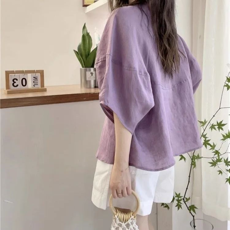 Dopamine Solid Color Plus Size Short Sleeve Shirt