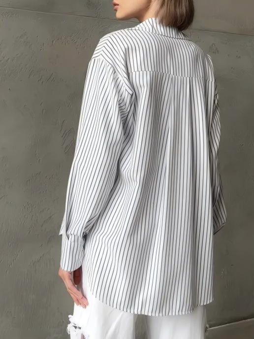 Casual striped long-sleeve shirt for women