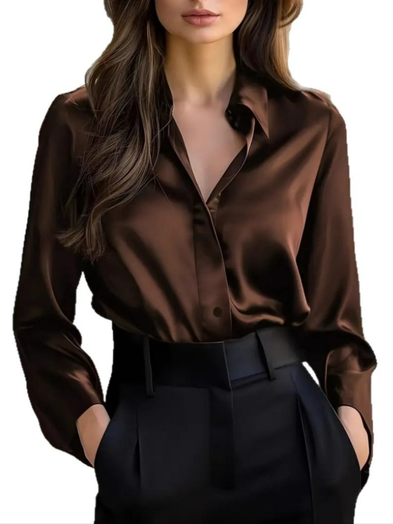 Solid Color Long Sleeve Button-Down Shirt