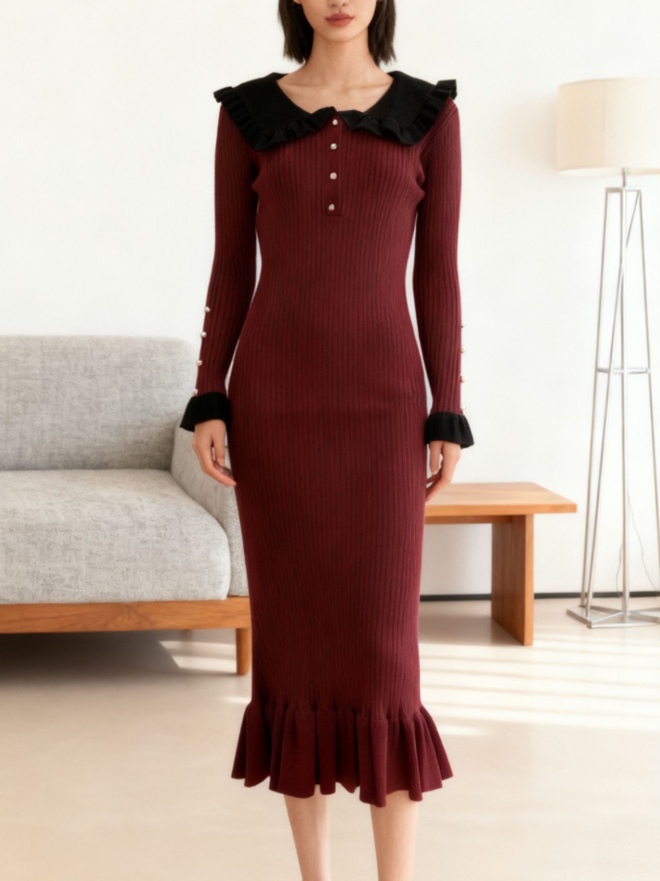 Ruffle Knit Dress