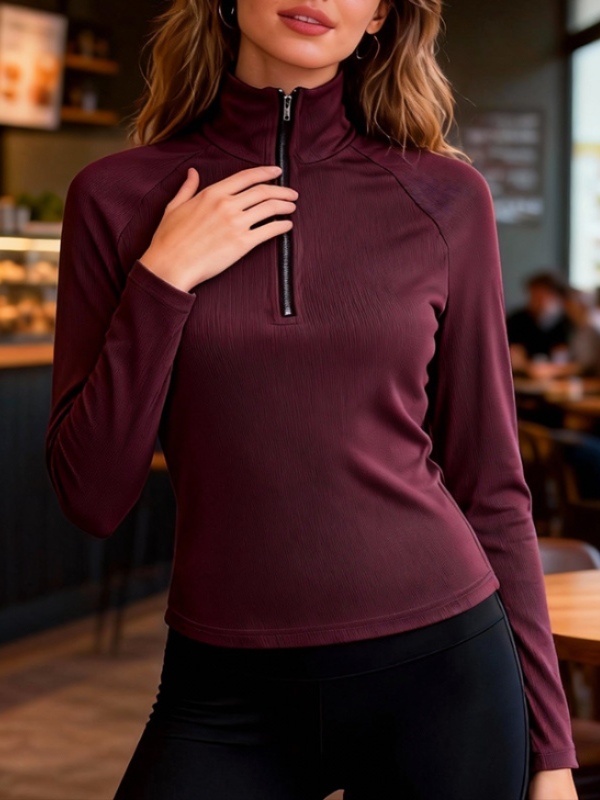Mock Neck Slim Fit Knit Top