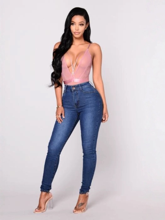 Slimming stretch denim pencil pants