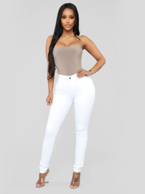 Slimming stretch denim pencil pants
