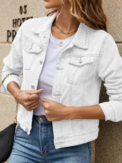 Single-breasted denim jacket with notched lapel
