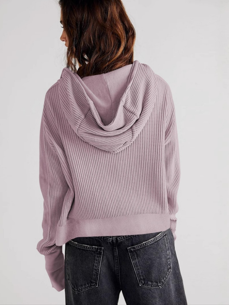 Paneled zip-up cropped hoodie with relaxed fit