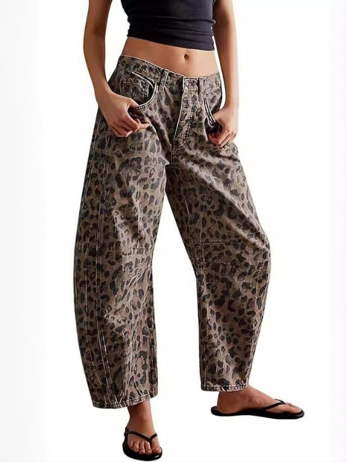 Niche Drape Loose Straight Wide-Leg Washed Jeans