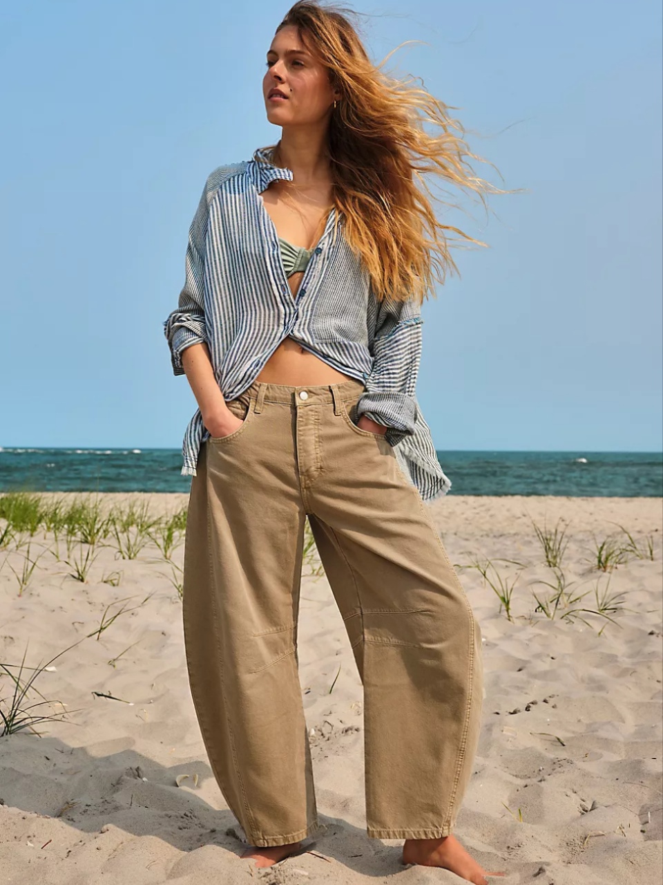 Unique Drape Washed Loose Straight Wide-Leg Jeans