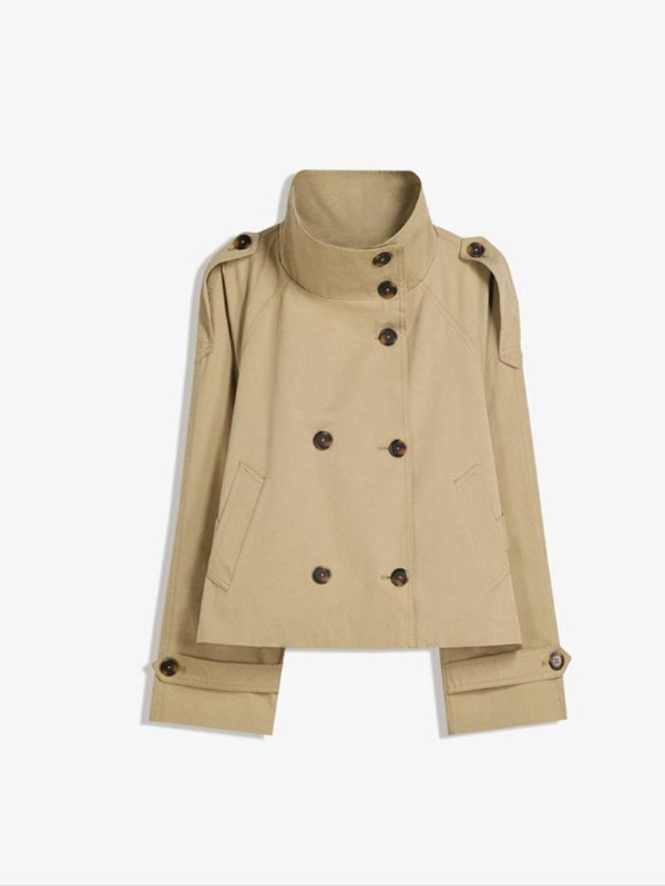 Vintage Notch Lapel Double-Breasted Belted Short Trench Coat