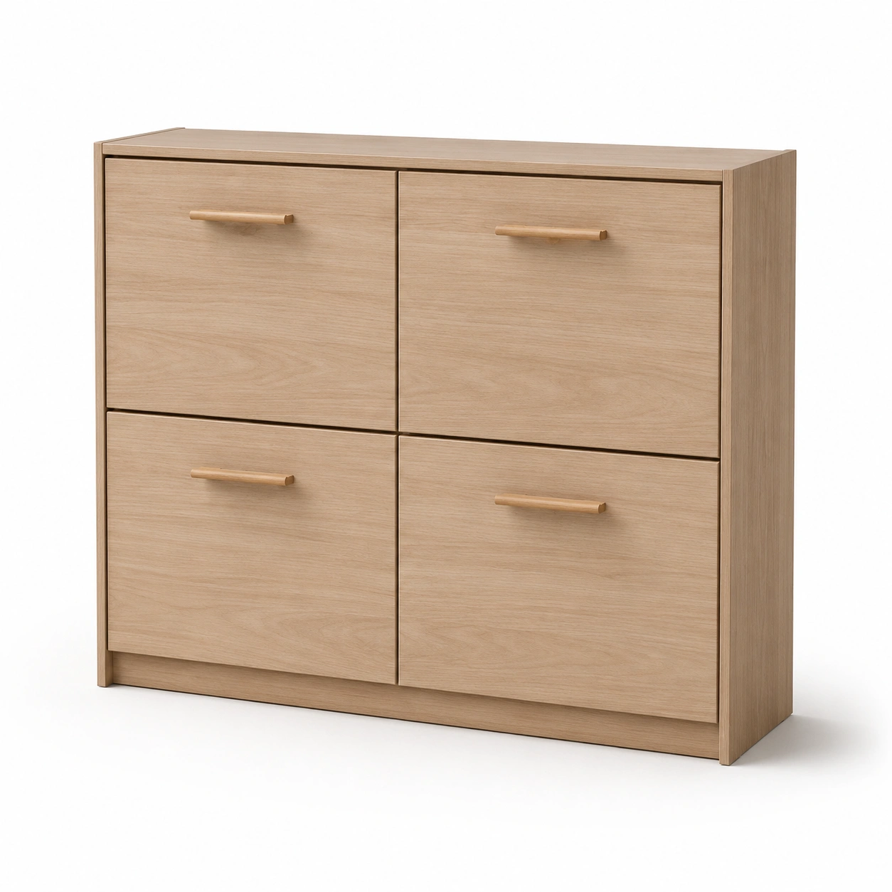Zapatero de 4 puertas abatibles acabado madera clara-Hausvella