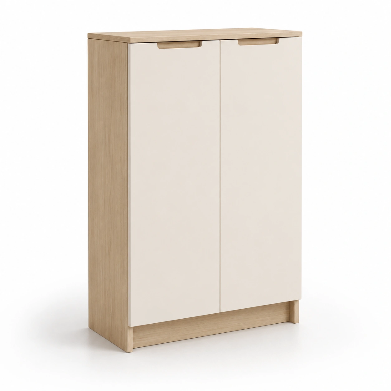 Armario zapatero de 2 puertas color madera y beige-Hausvella