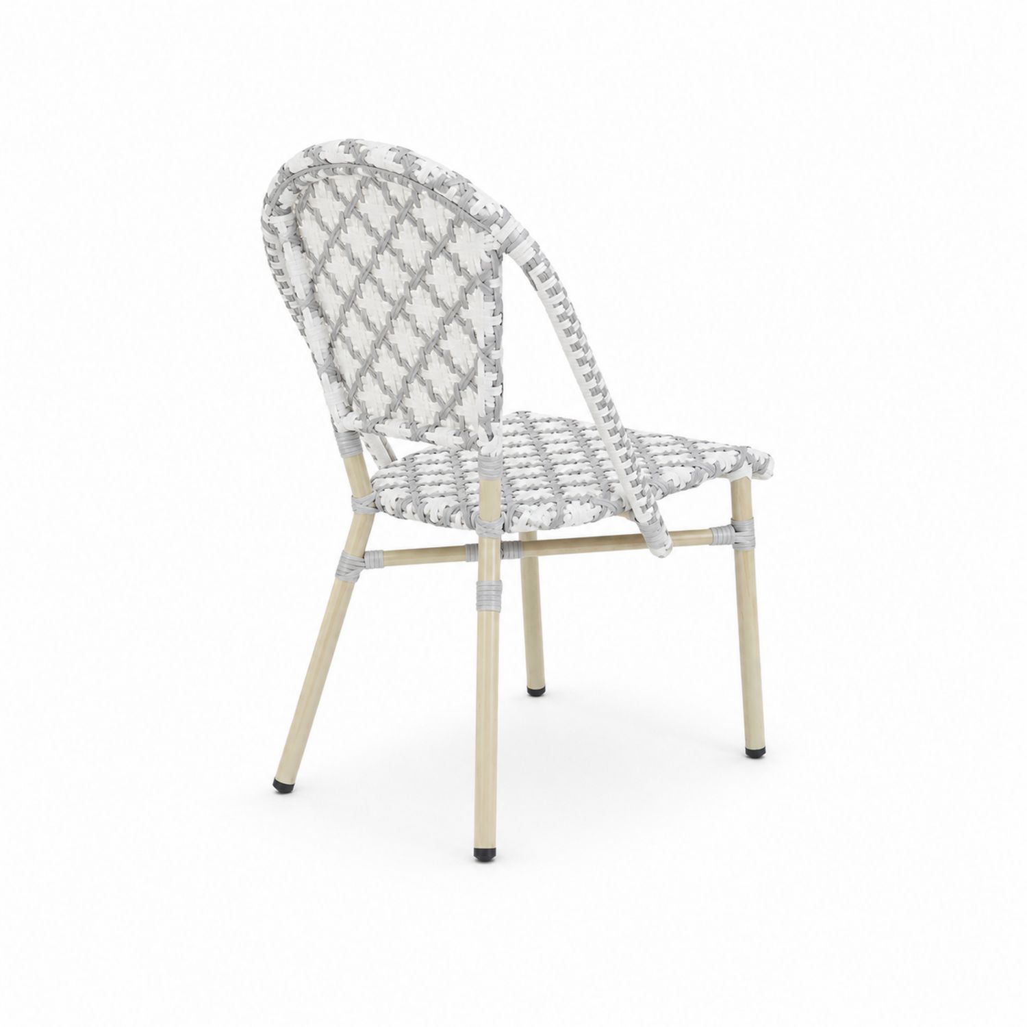 Silla de Exterior de Ratán Sintético Gris/Blanco 60x55x85 cm