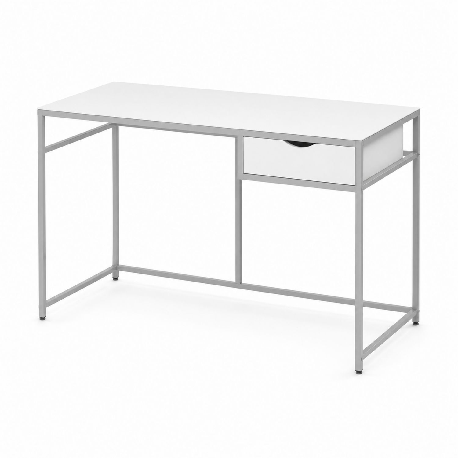 Escritorio con cajón de acero y MDF blanco