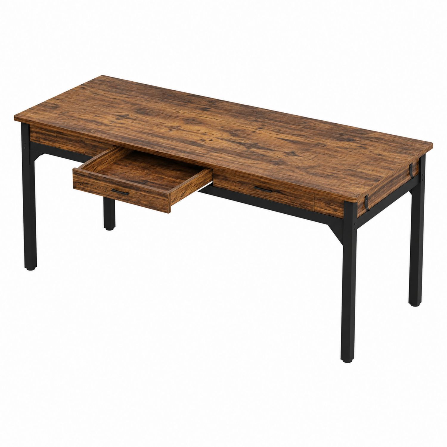 Escritorio de Madera con Cajón y Estructura de Metal 120x55x75 cm Marrón