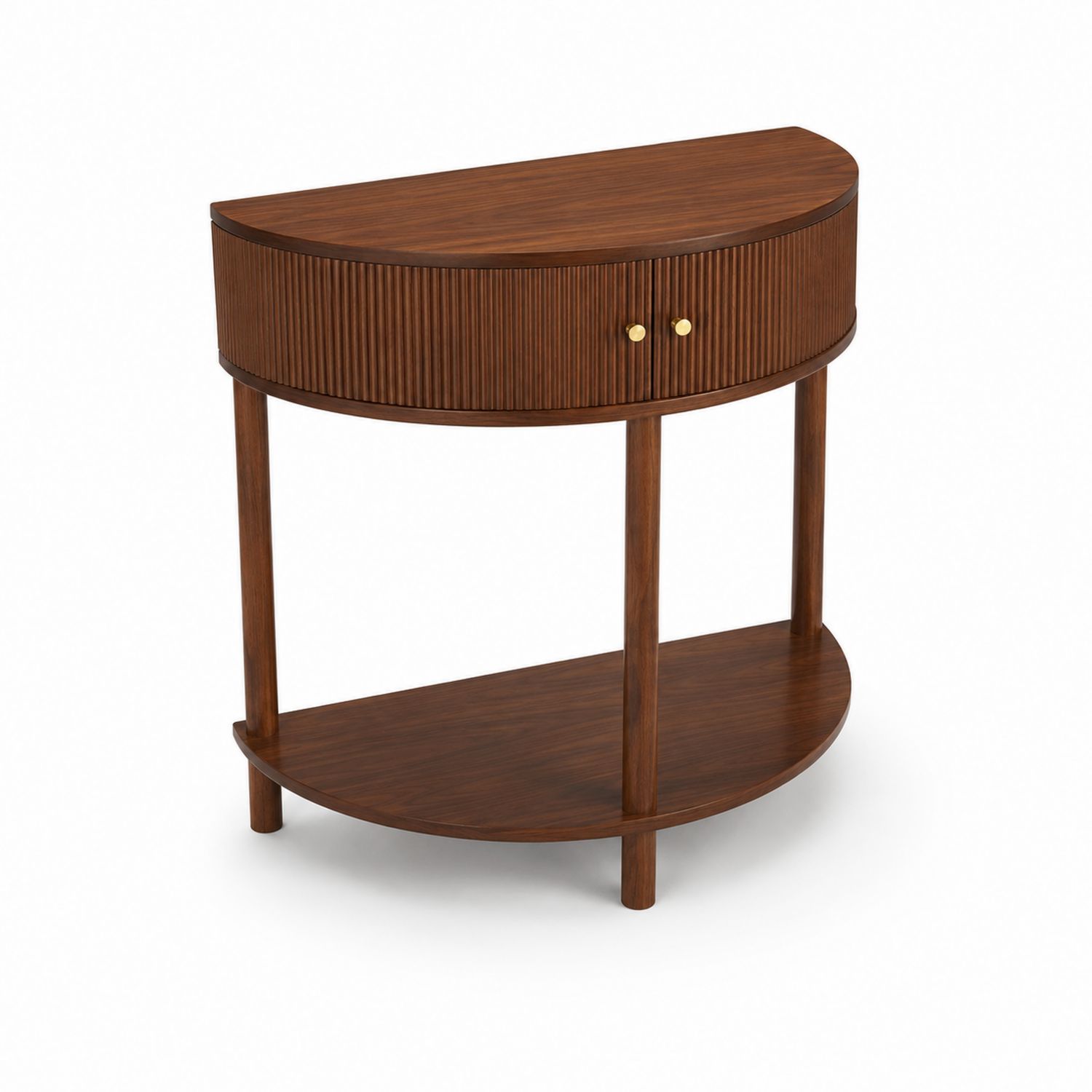 Mesa consola semicircular de madera de nogal, 80 cm