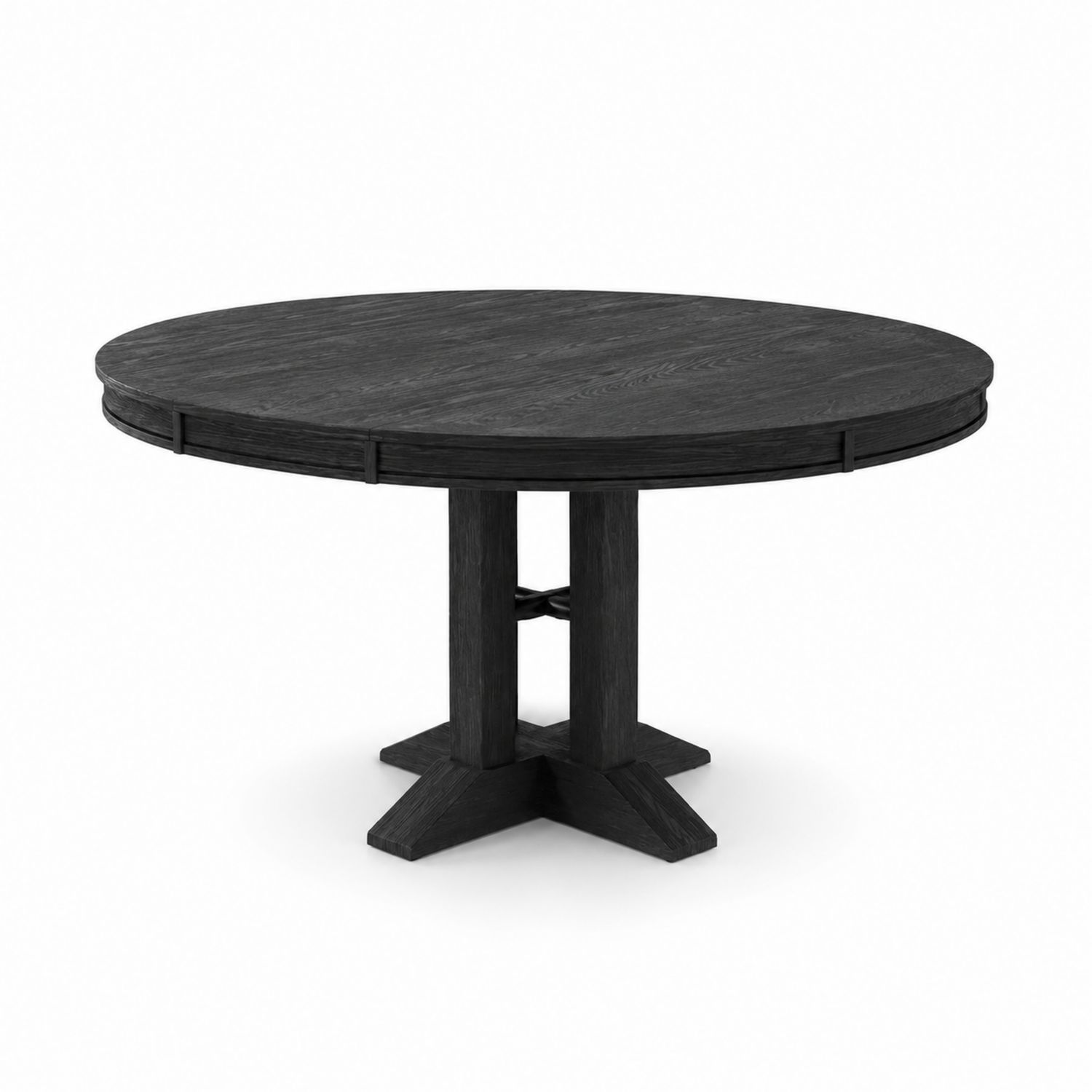 Mesa redonda de madera maciza negra 120 cm