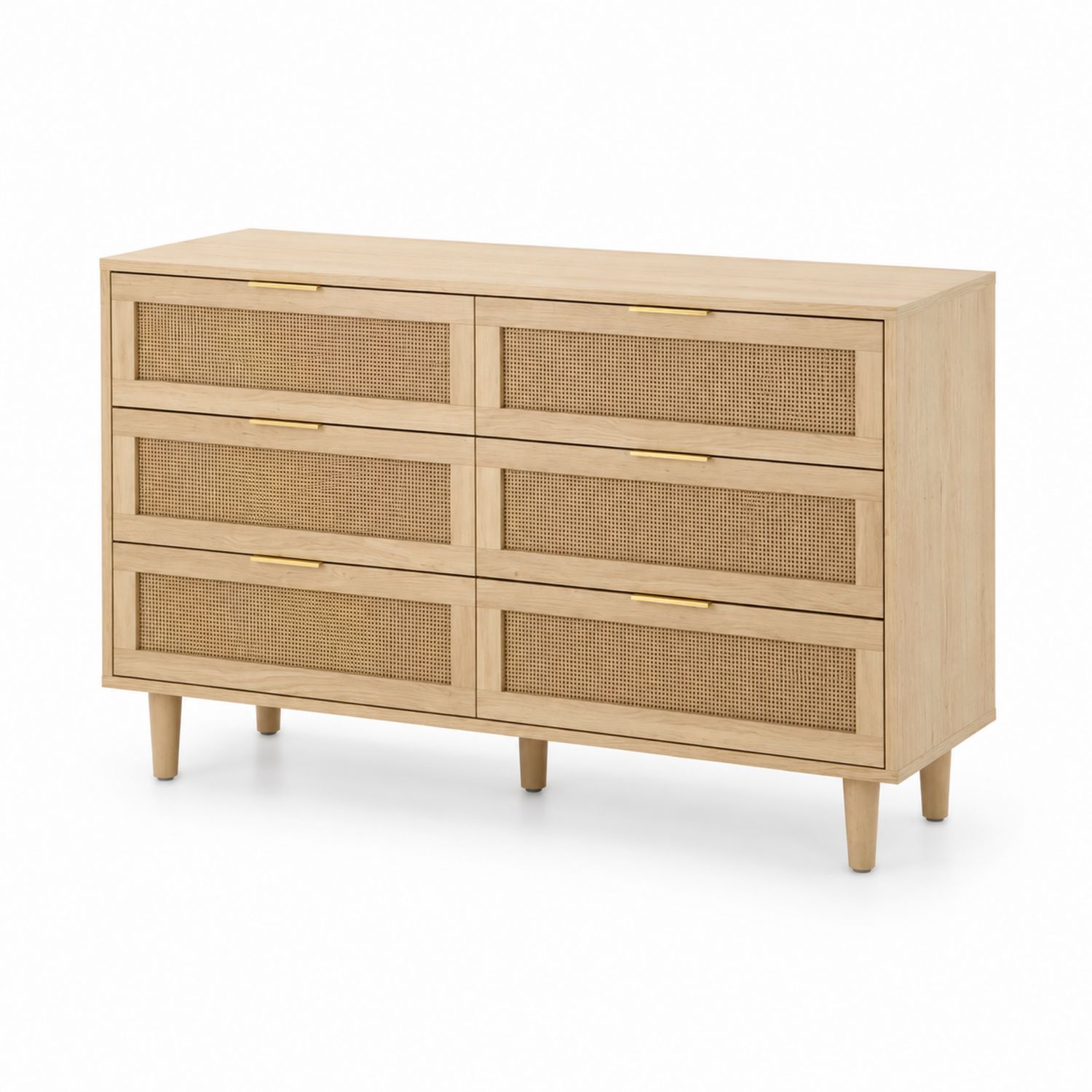 Cajonera de Madera y Ratán con 6 Cajones