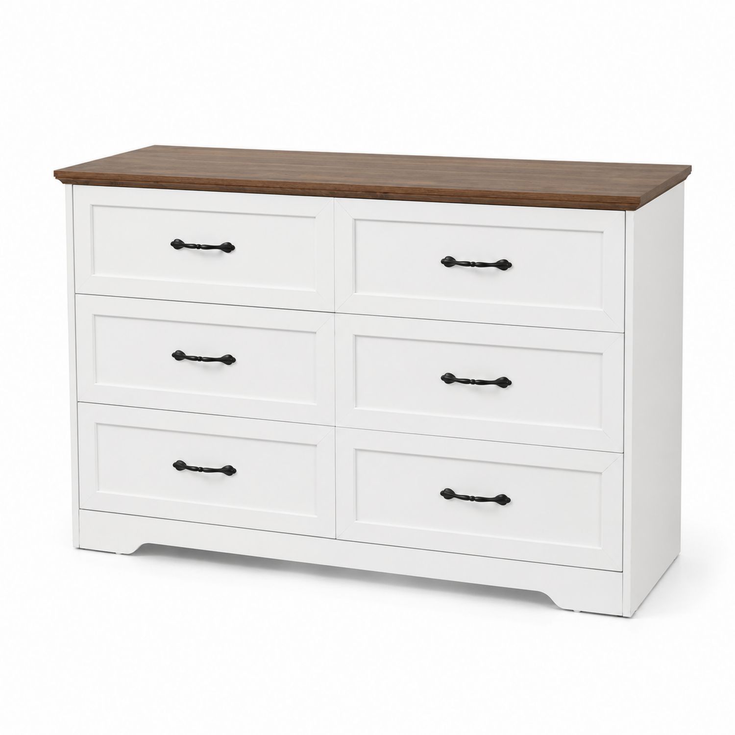 Cómoda de madera con 6 cajones blanco