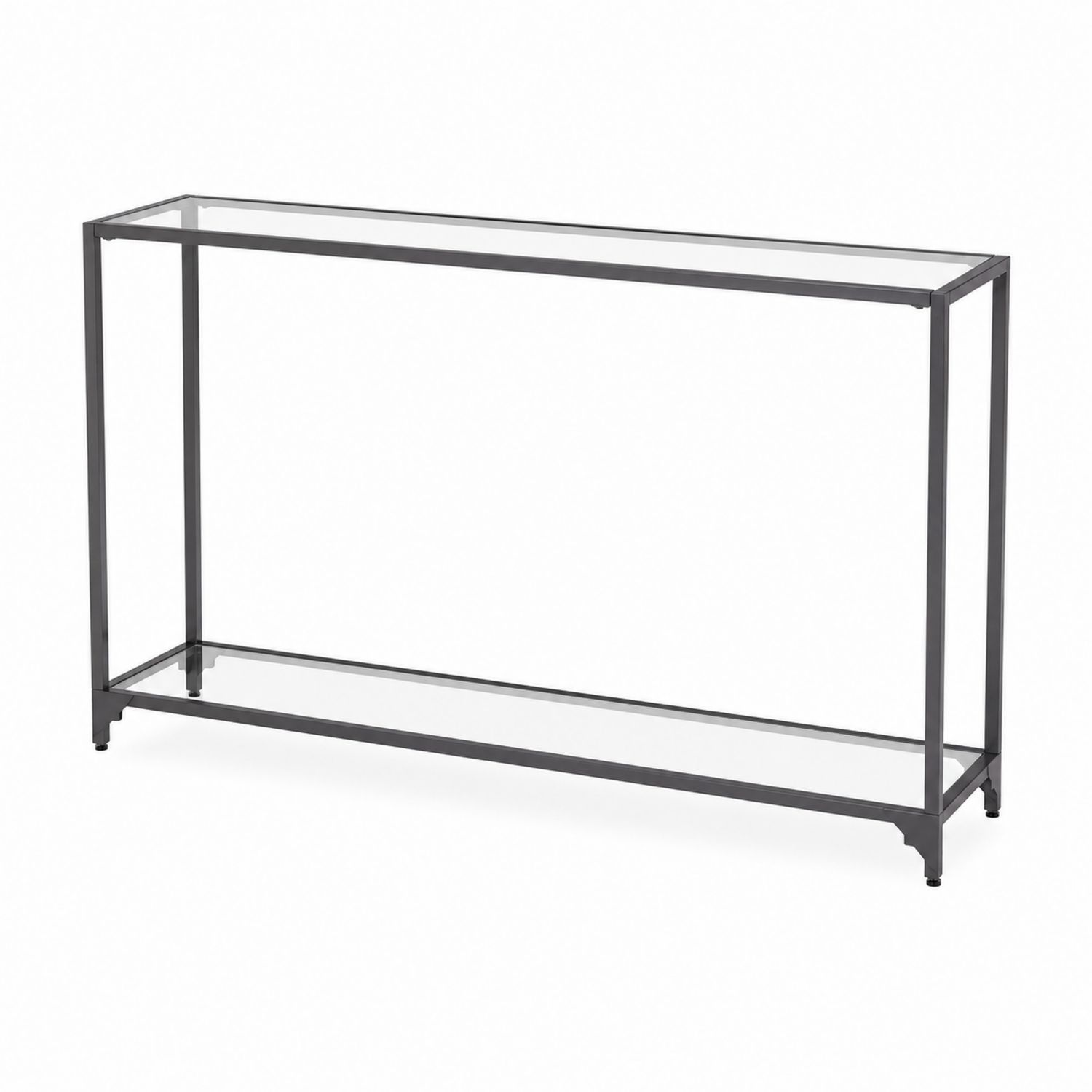 Mesa consola de vidrio templado y acero negro 120x30x80 cm